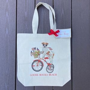 Mary Lake-Thompson Canvas Tote Bag Patriotic Jack Russell Dog Goose Rocks Beach